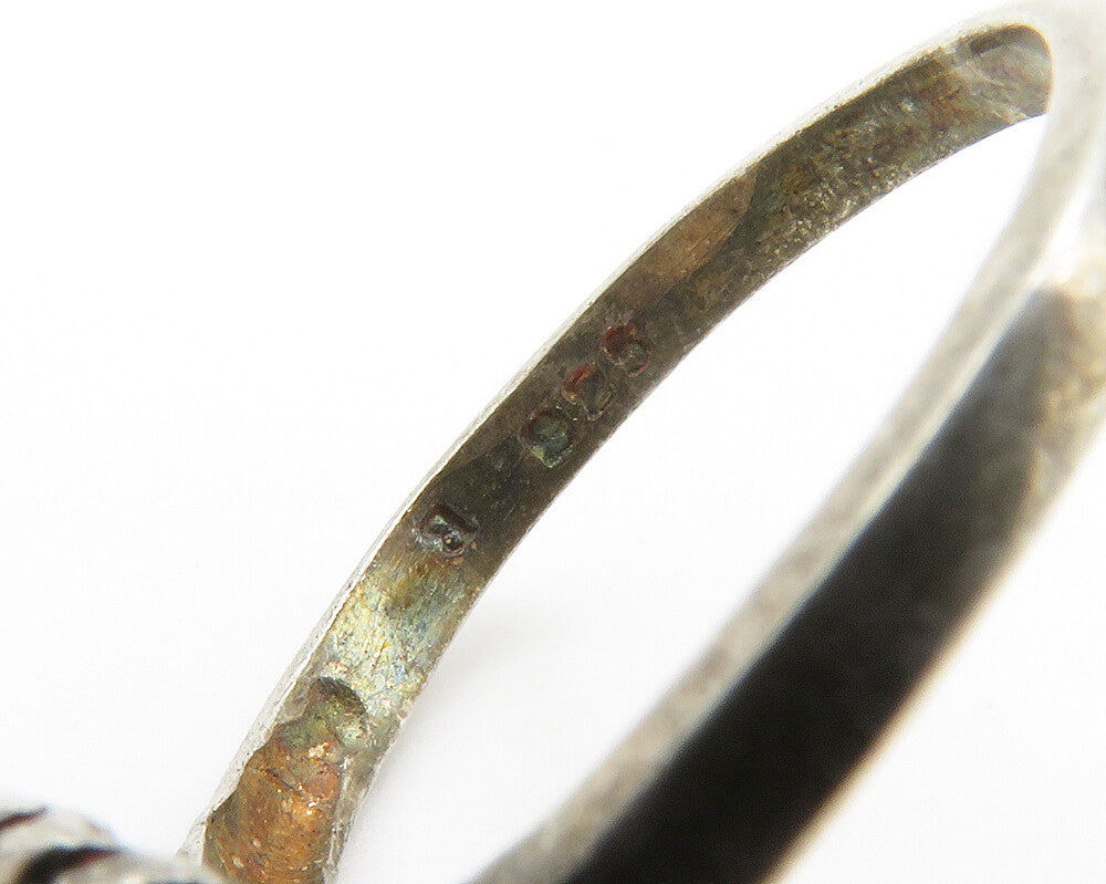 925 Sterling Silver Vintage Dark Tone Dolphin Twist Band Ring Sz 7 RG14346