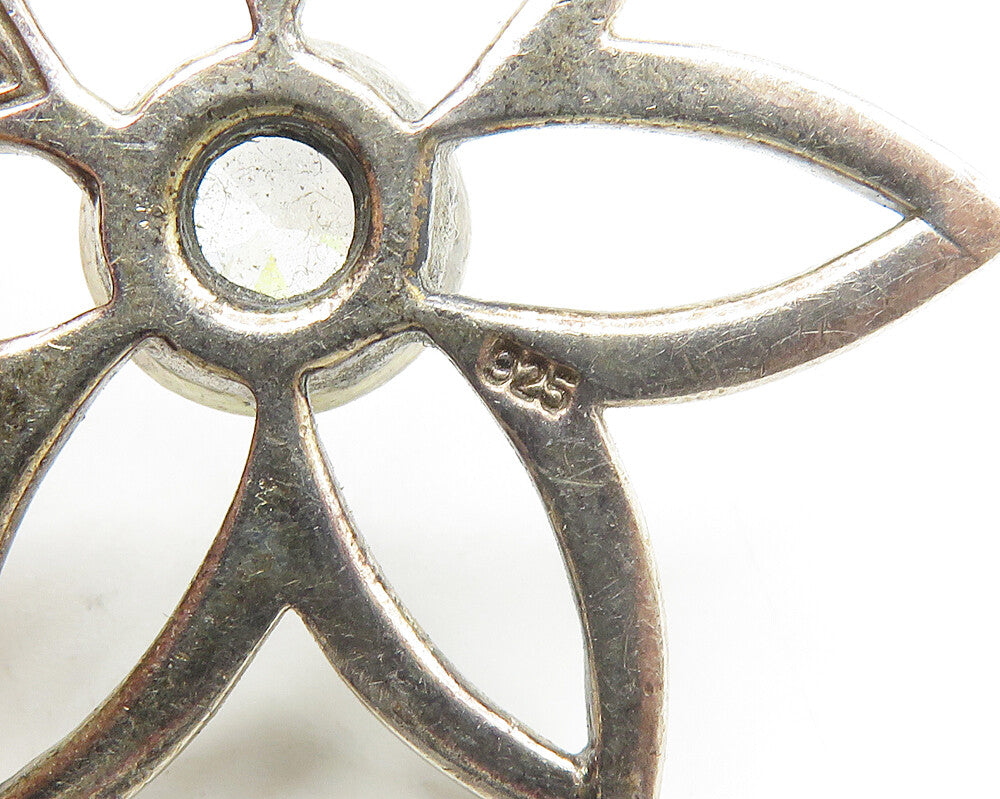 SILPADA 925 Sterling Silver Vintage Cubic Zirconia Open Flower Pendant PT14600