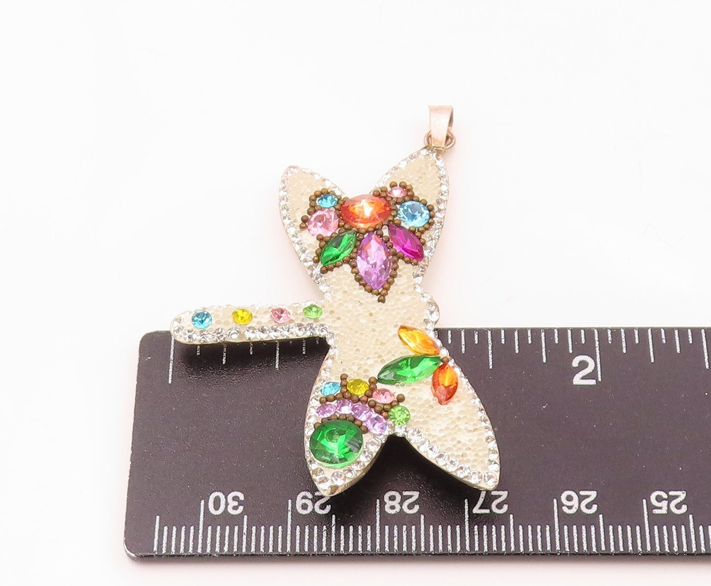 925 Sterling Silver Vintage Multi Shaped Crystals Dragonfly Pendant PT15861
