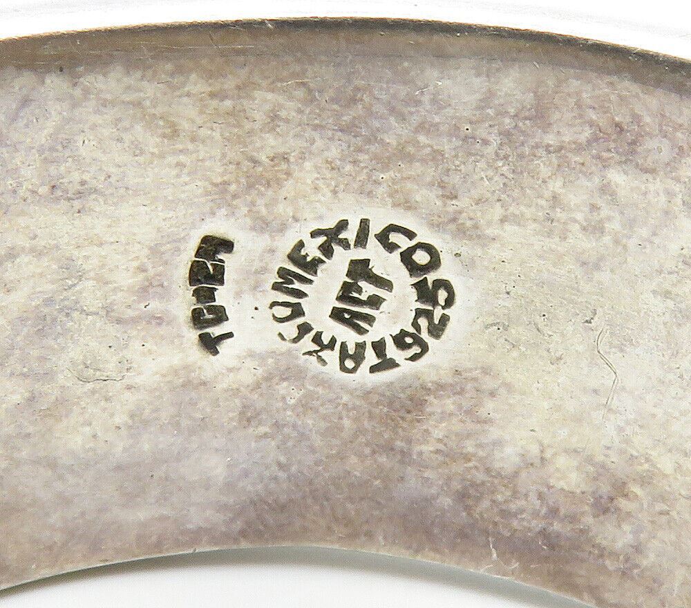 TAXCO 925 Sterling Silver Vintage Cutout Design Hinge Bangle Bracelet BT6028