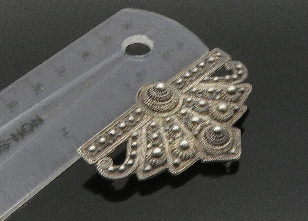 925 Sterling Silver Vintage Dark Tone Ornate Twist Detail Clip TR3120