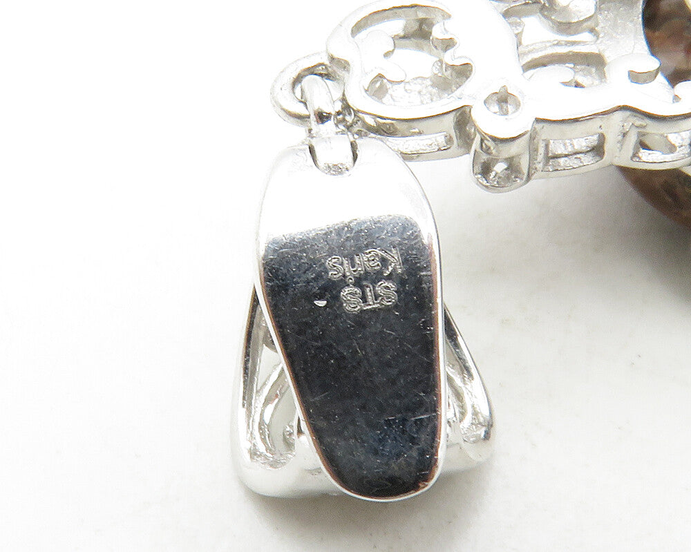 KARIS 925 Sterling Silver Cabochon Cut Jasper & Pink Topaz Pendant PT10322