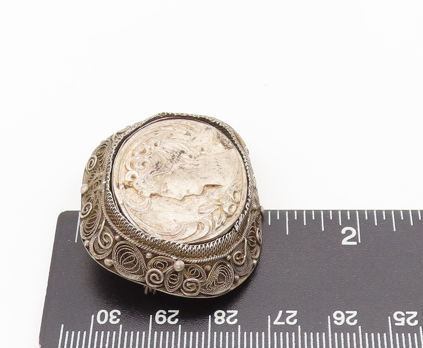 925 Sterling Silver Vintage Antique Female Royal Figure Brooch Pin BP10360