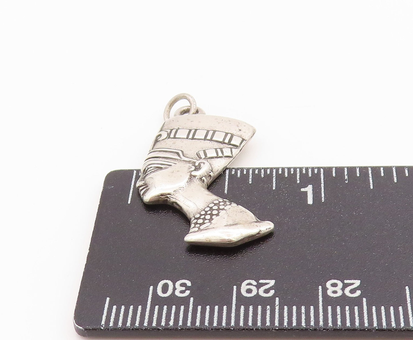 925 Sterling Silver Vintage Pendant Egyptian Queen Nefertiti Head Charm PT24428