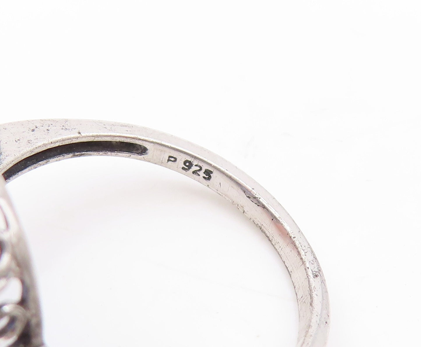 925 Sterling Silver Vintage Ring Oval Cut Blue Halo White CZ Sz 7 RG31033