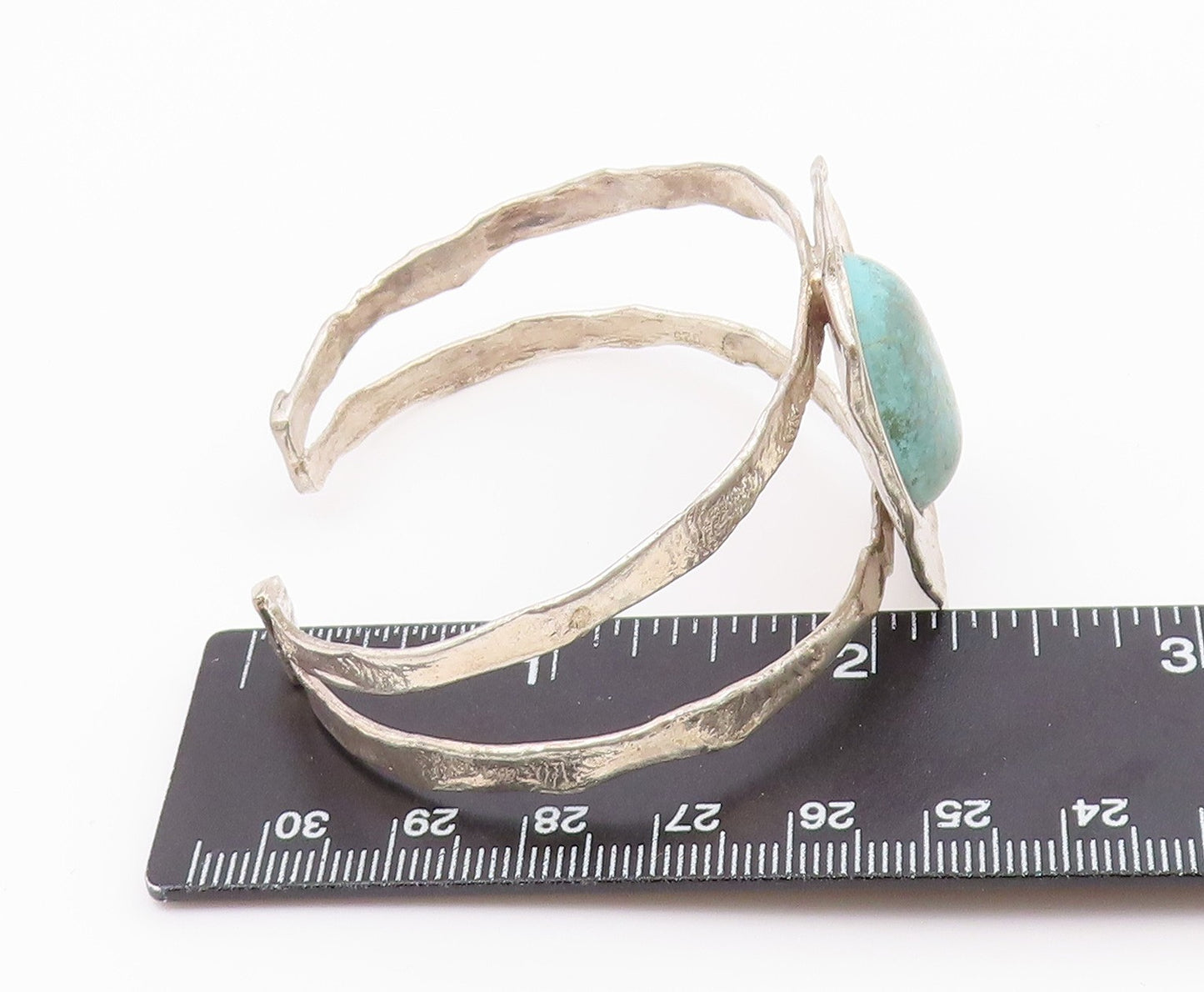 925 Sterling Silver Vintage Cabochon Rough Gemstone Cuff Bracelet BT8926