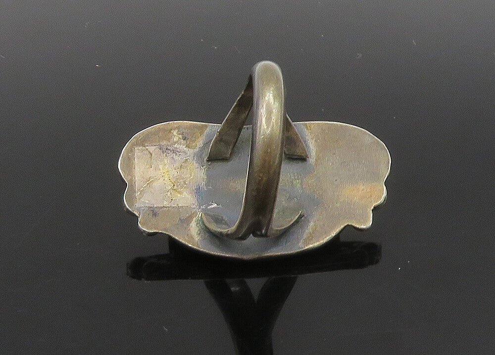 NAVAJO 925 Silver Vintage Turquoise Petite Cocktail Ring Sz 4.5 RG23031