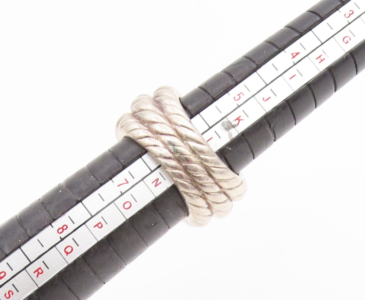 925 Sterling Silver Vintage Ring Solid Triple Twisted Rope Dome Sz 6 RG34407