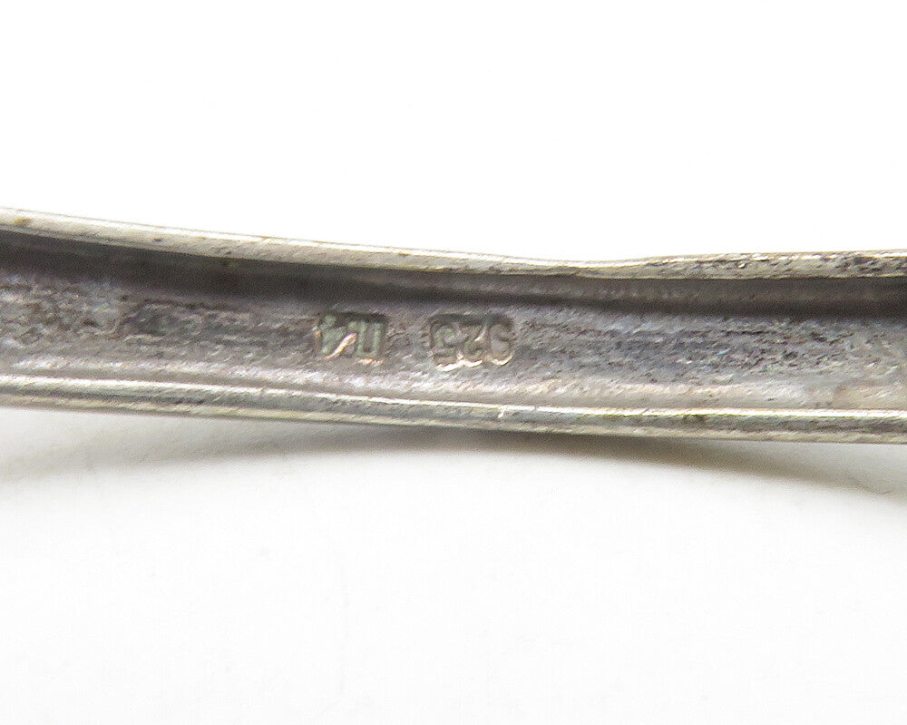 925 Sterling Silver Vintage Greek Key Cutout Hinge Bangle Bracelet BT4712