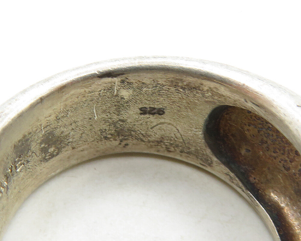 BACHRACH 925 Silver Vintage Dark Tone Cutout Pattern Band Ring Sz 8 RG19619