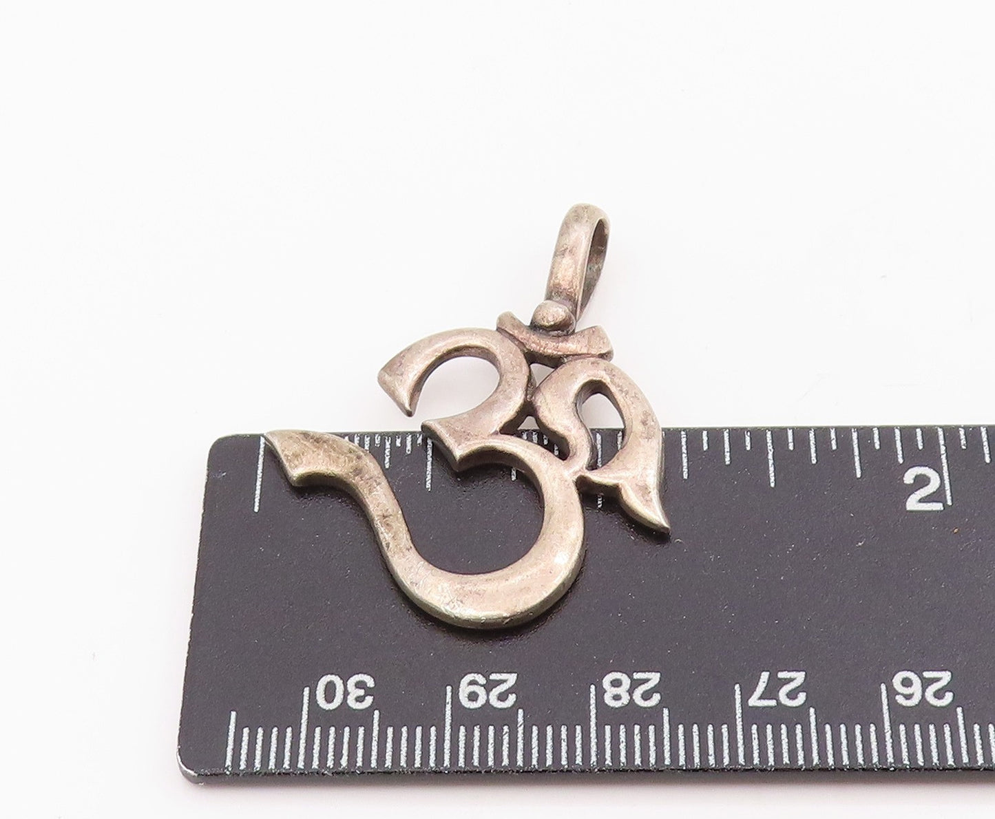925 Sterling Silver Vintage Pendant Sacred Om Symbol Cutout Religious PT25655