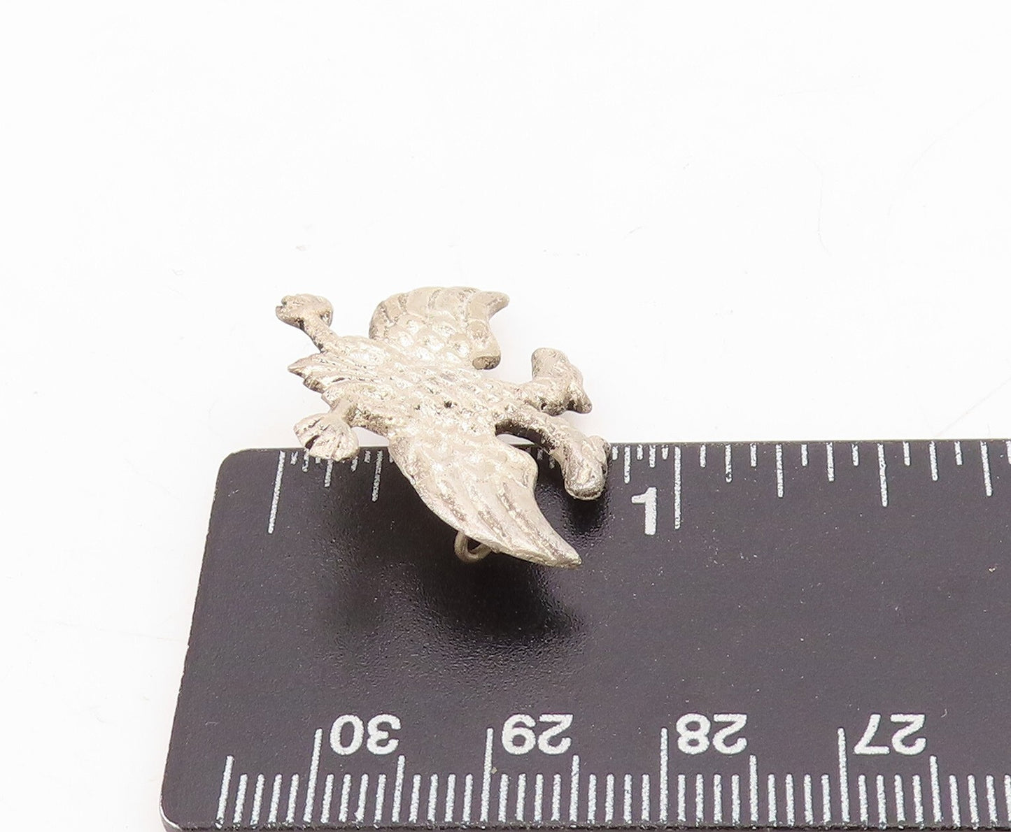 925 Sterling Silver Vintage Brooch Modernist Carved Two Faced Dragon BP11474