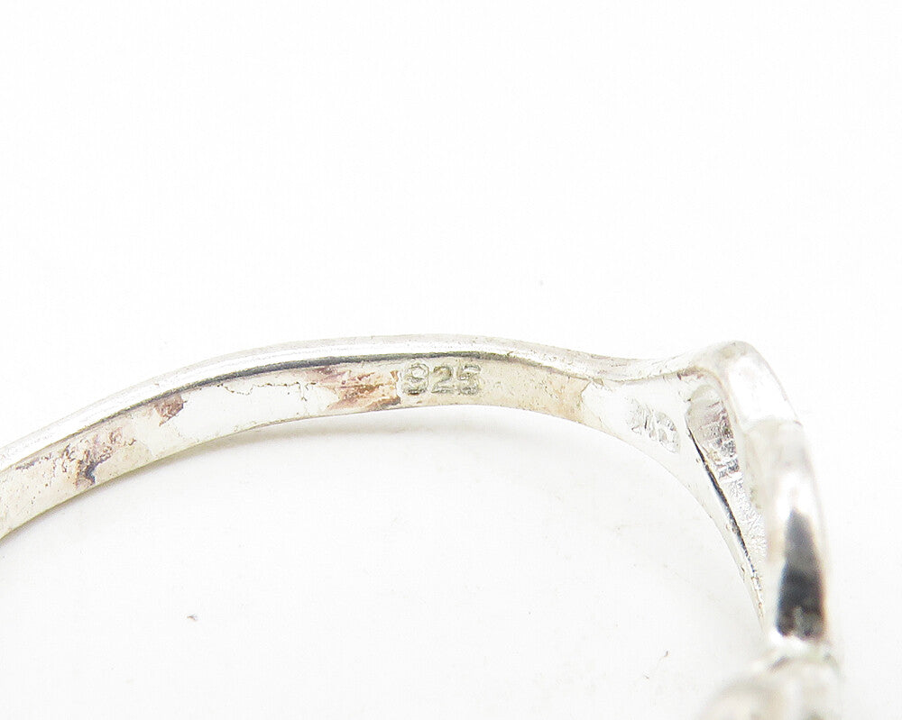 925 Sterling Silver Shiny Smooth Open Love Hearts Band Ring Sz 8 RG10910
