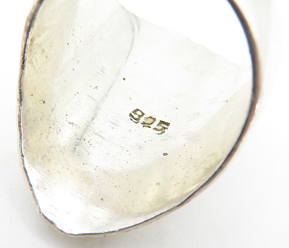 925 Sterling Silver Vintage Shiny Hammered Tapered Band Ring Sz 7.5 RG3599