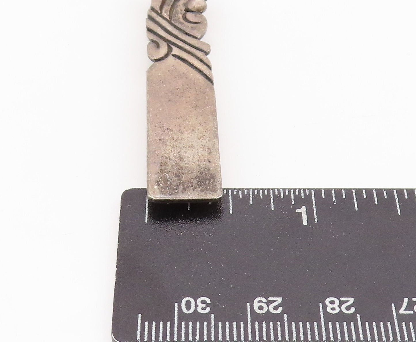 925 Sterling Silver Vintage Tie Clip MARICELA Dark Tone Swirly Carved TR3852