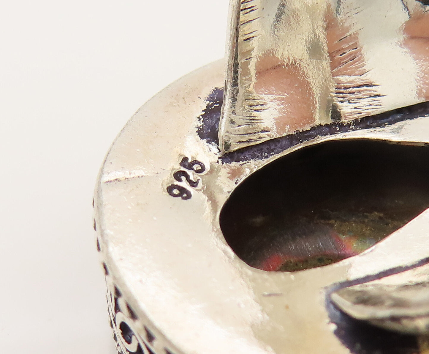 925 Silver Vintage Bead & Pretzel Twist Snail Shell Motif Ring Sz 7 RG26488