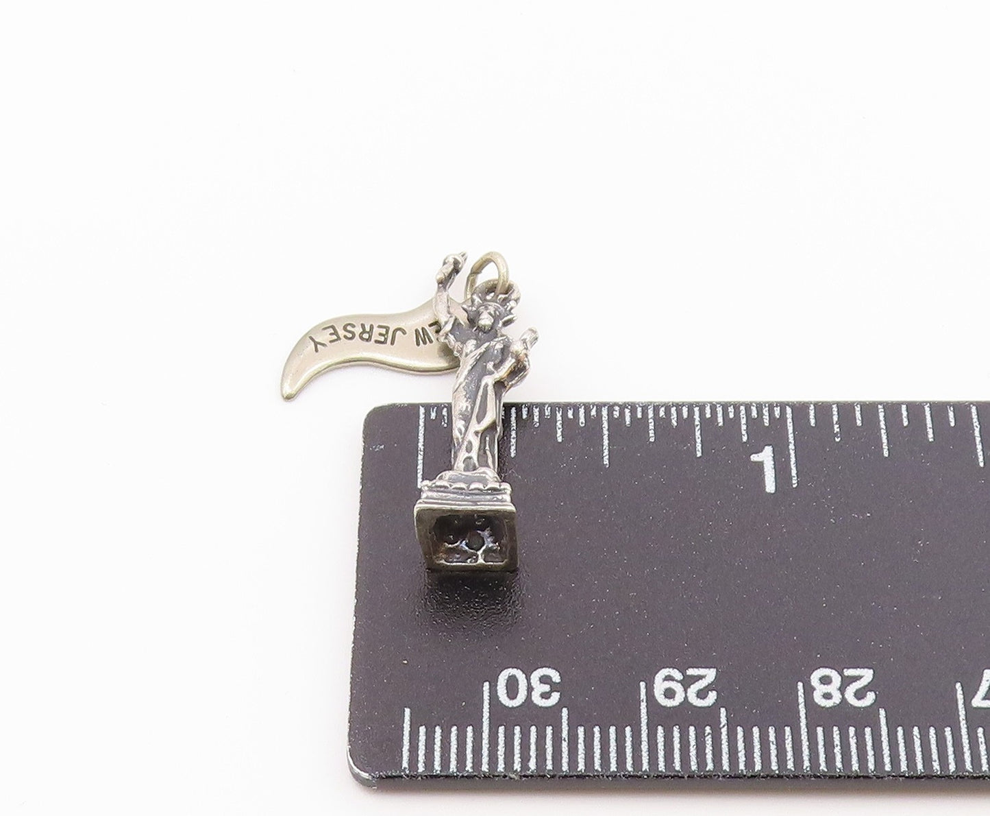 925 Sterling Silver Vintage Statue Of Liberty New Jersey Pendant PT18375