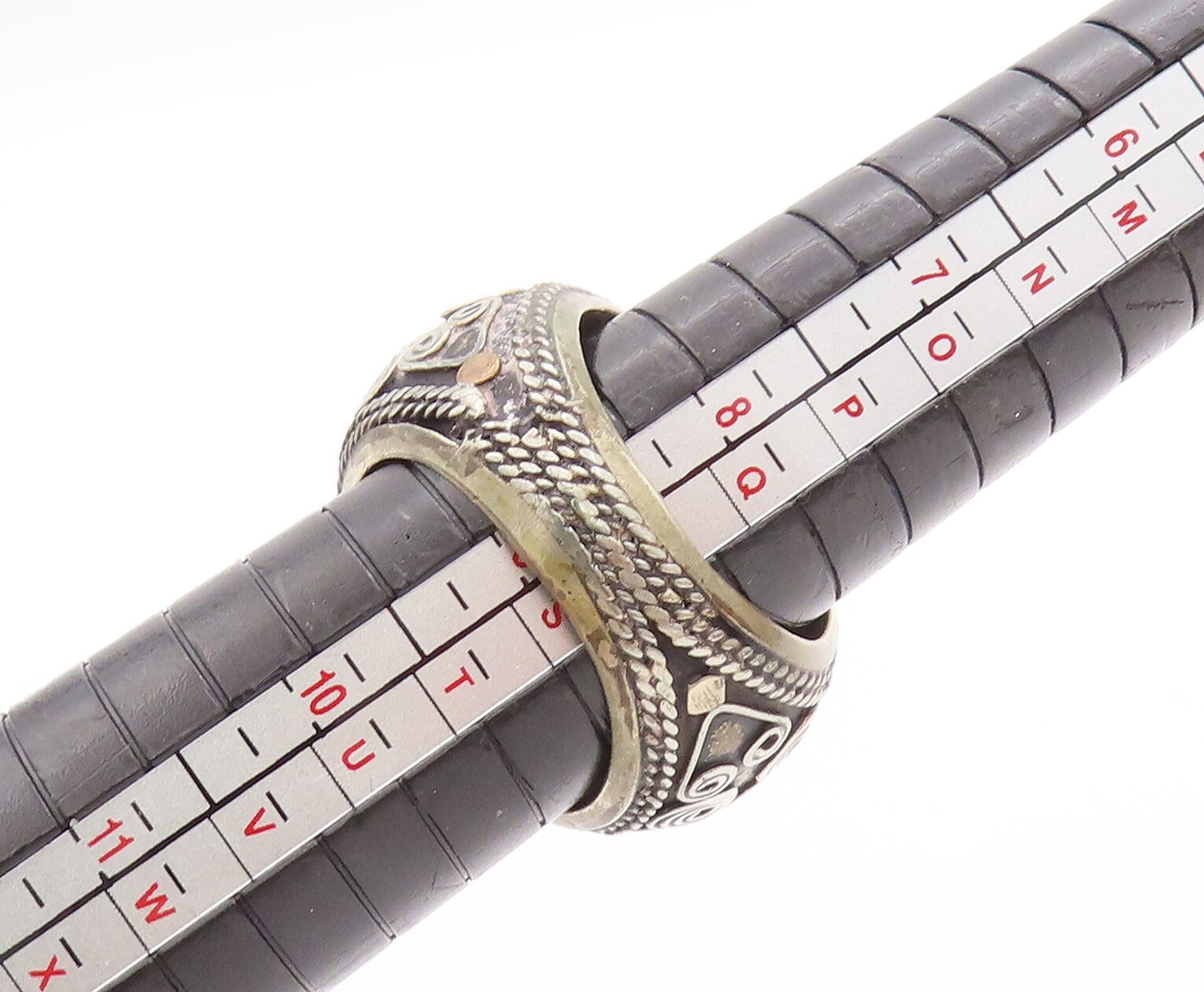 925 Sterling Silver Vintage Ring Antique Chunky Farsi Stone Sz 9 RG28300