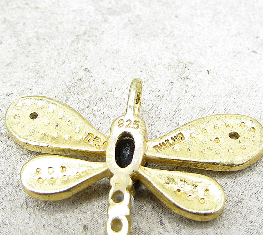 Gold Over 925 Silver Gemstones & Genuine Diamonds Firefly Pendant PT1247