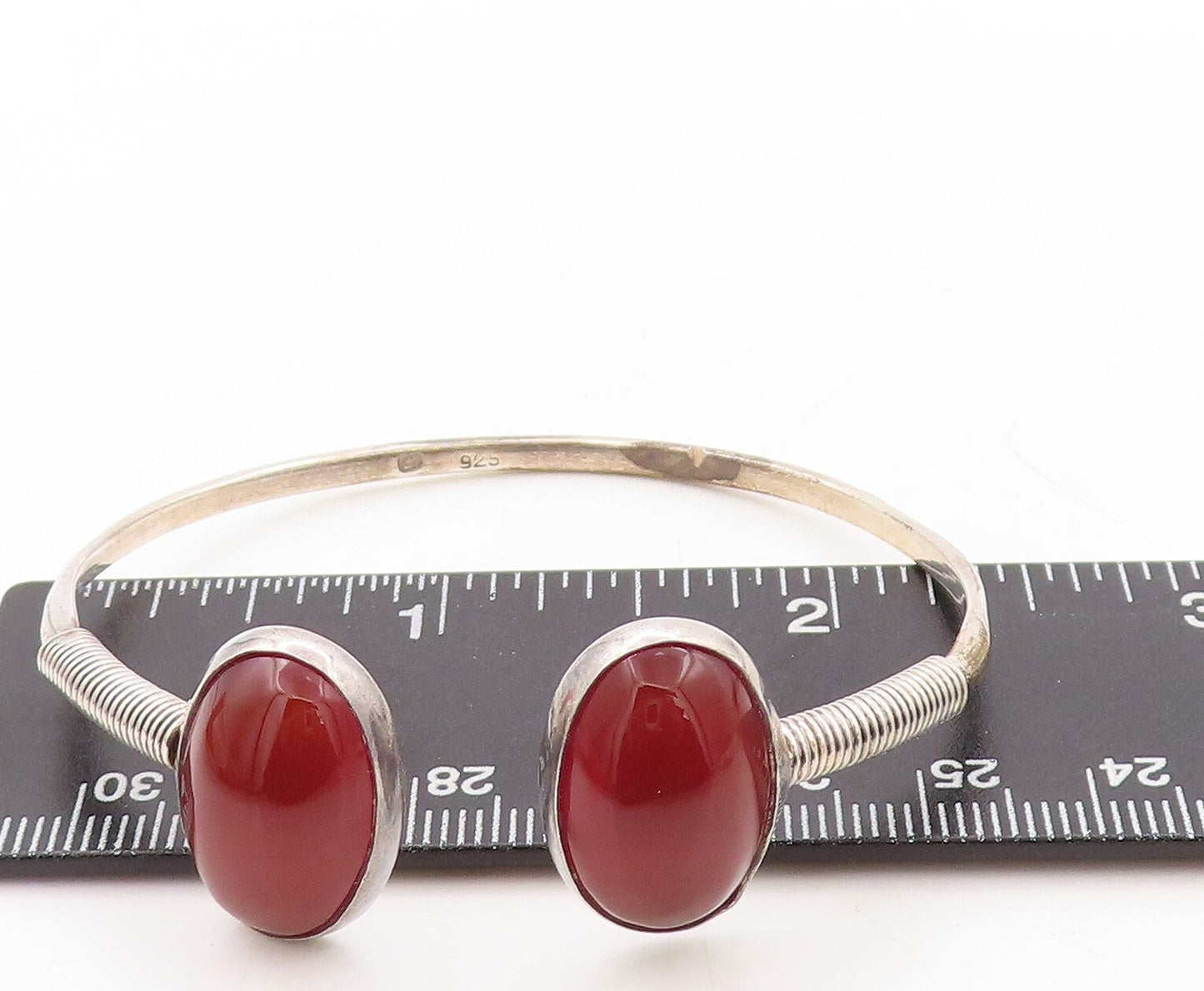 925 Sterling Silver Vintage Bracelet European Design Carnelian Cuff BT10895