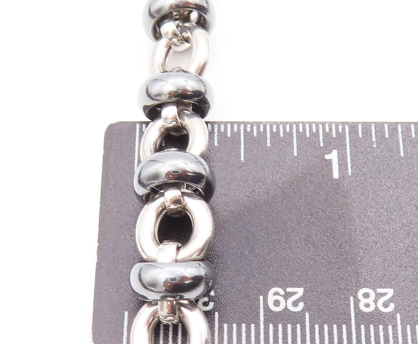 925 Sterling Silver Vintage Necklace Spinning Rings & Carve Linked Rings NE4282