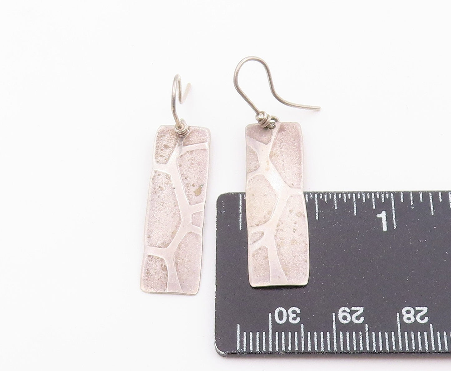925 Sterling Silver Vintage Earrings Minimalist Rectangular Dangles EG14470