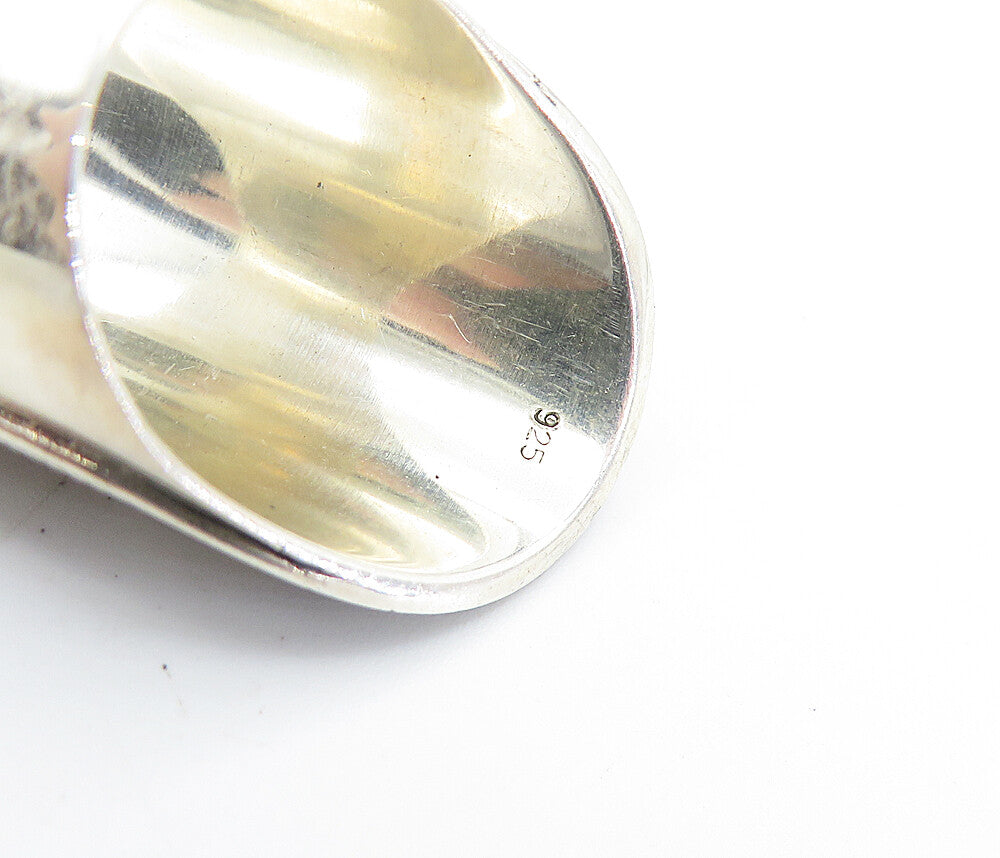 925 Sterling Silver Vintage Wheat Detail Full Finger Band Ring Sz 5 RG8100
