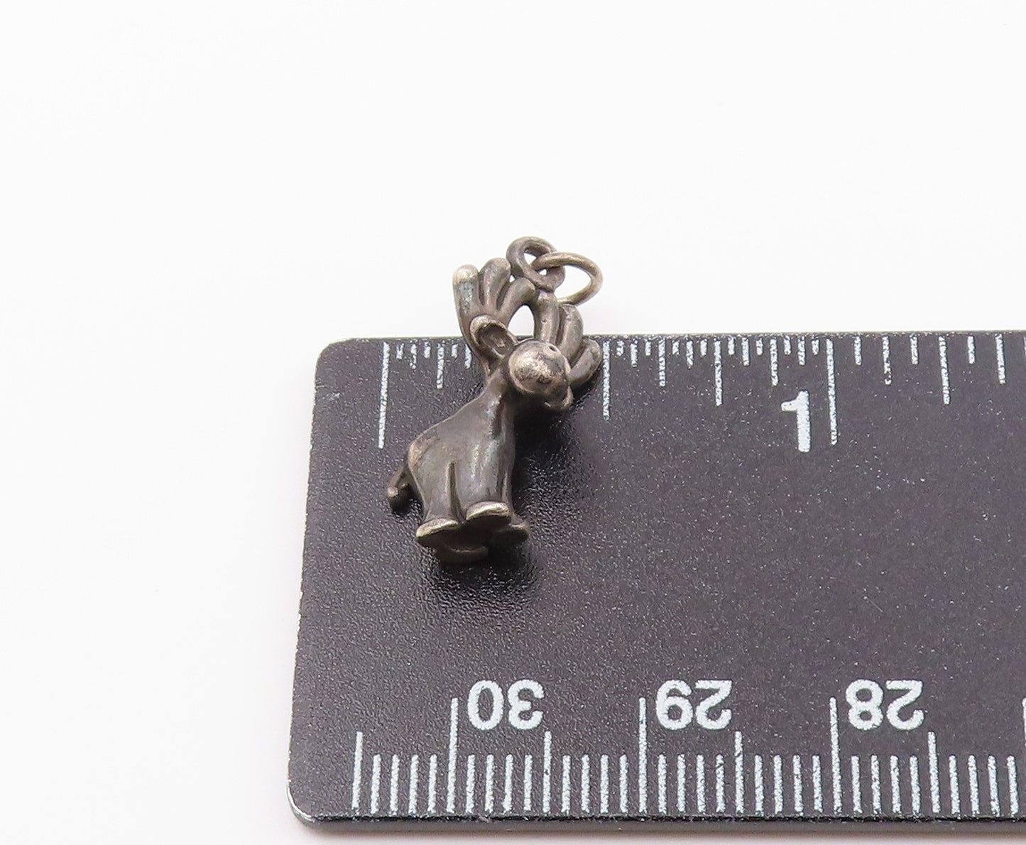 925 Sterling Silver Vintage Petite Dark Tone Reindeer Head Pendant PT19430