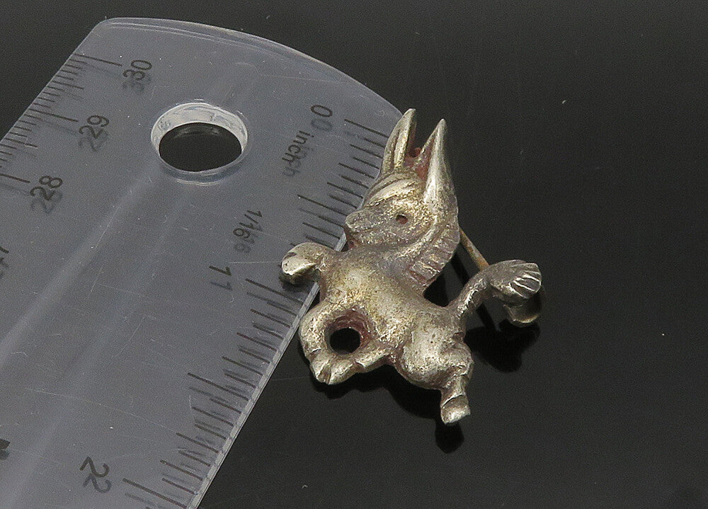 925 Sterling Silver Vintage Antique Dark Tone Baby Donkey Brooch Pin BP8658