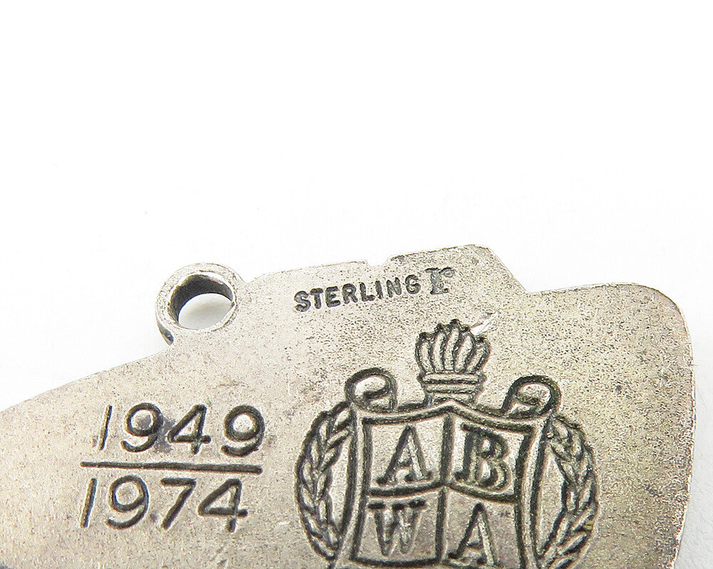 925 Sterling Silver Vintage 25 Years ABWA Challenge Oxidized Pendant PT9356