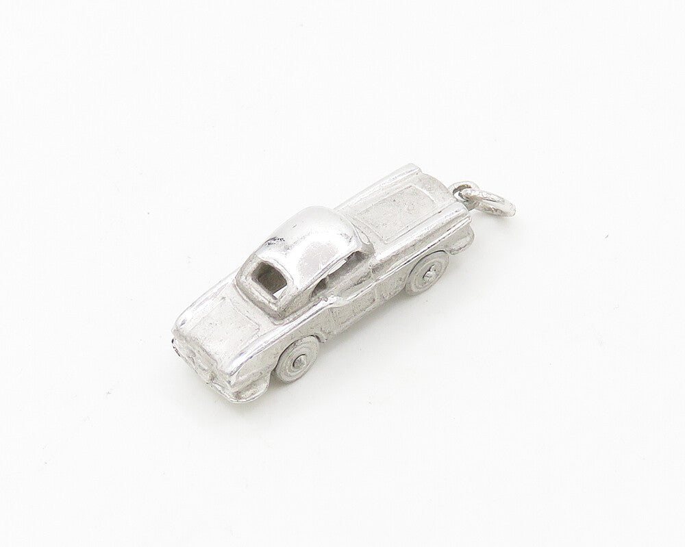 925 Sterling Silver Vintage Shiny Old Fashioned Car Drop Pendant PT14923