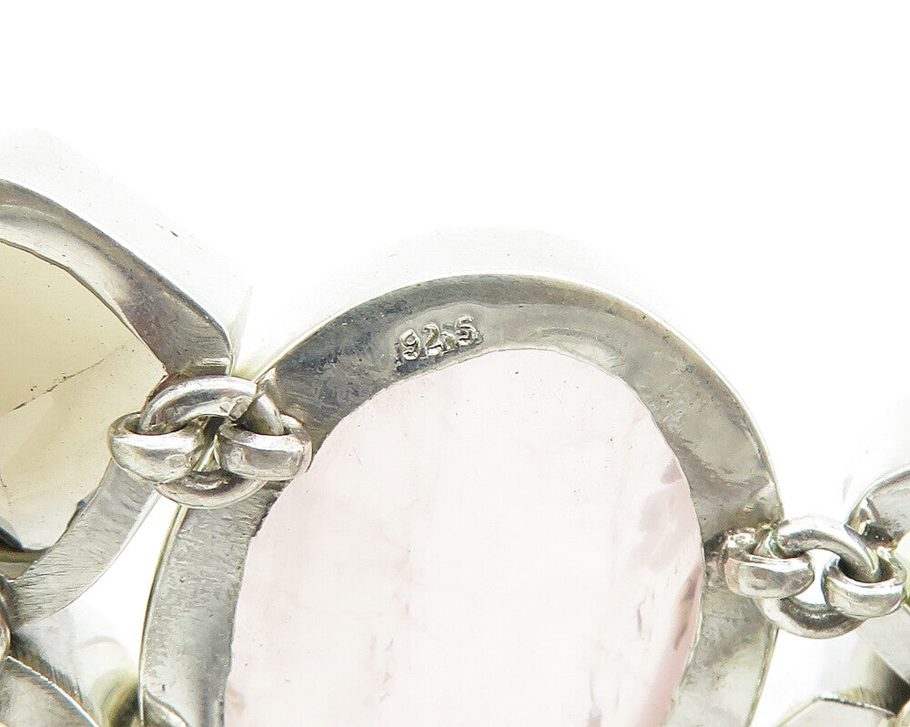 925 Silver Rose Quartz Amethyst Peridot & Garnet Chain Bracelet BT7487