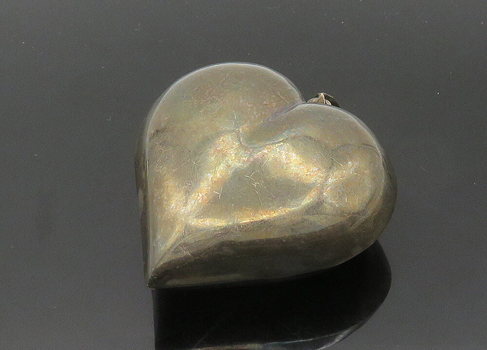 925 Silver Vintage Pink Cubic Zirconia Heavy Love Heart Pendant PT16478