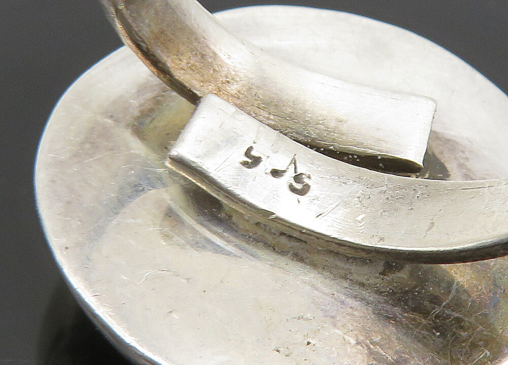 925 Sterling Silver Vintage Inlaid Turquoise Cocktail Ring Sz 7.5 RG22822
