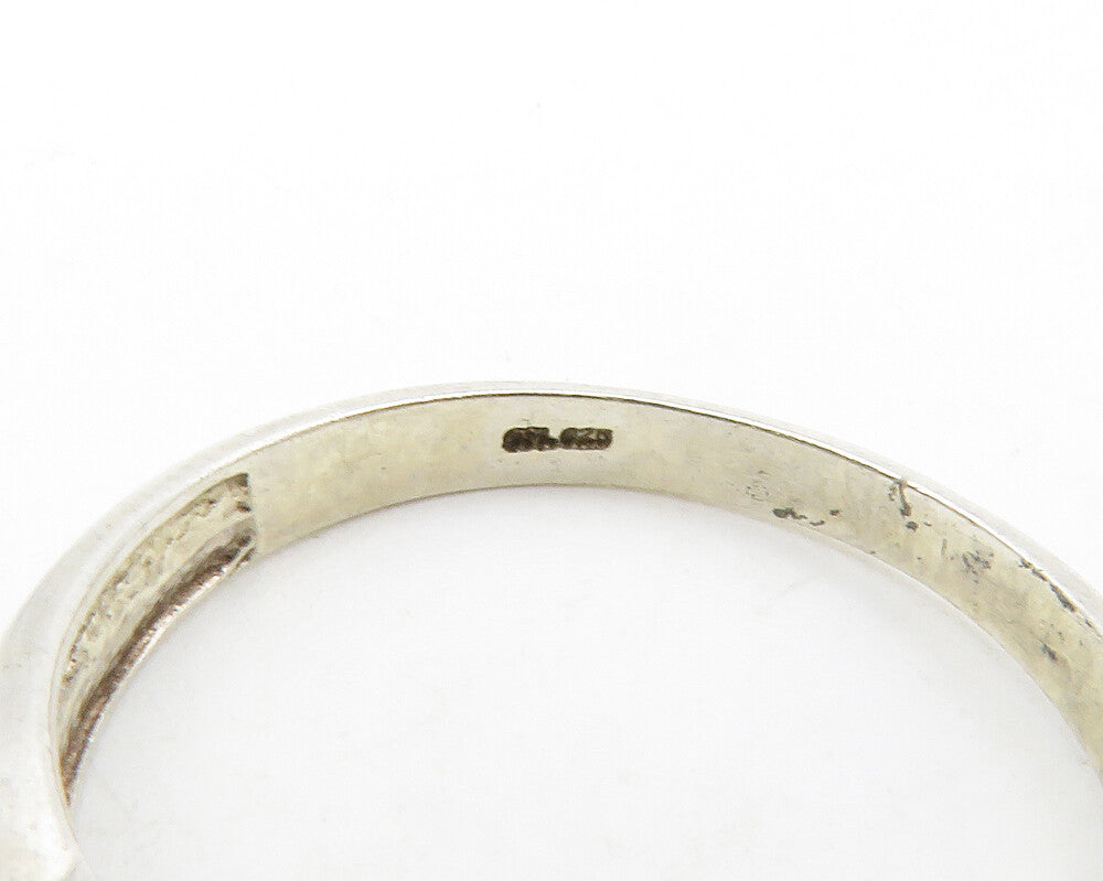 925 Sterling Silver Vintage Shiny Genuine Diamonds Band Ring Sz 7 RG13321