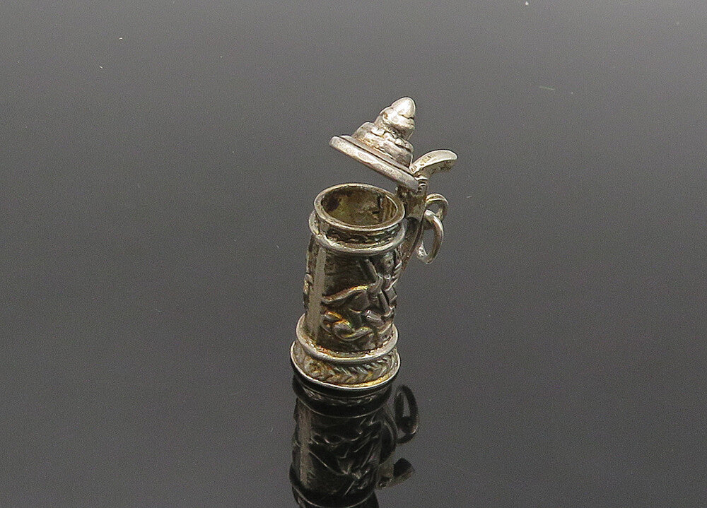 925 Sterling Silver Vintage Beer Stein Cup Motif Pendant (OPENS) PT15888