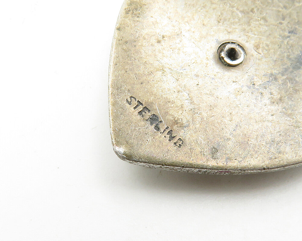 925 Sterling Silver Vintage Antique Mother Of Pearl Heart Pendant PT14675