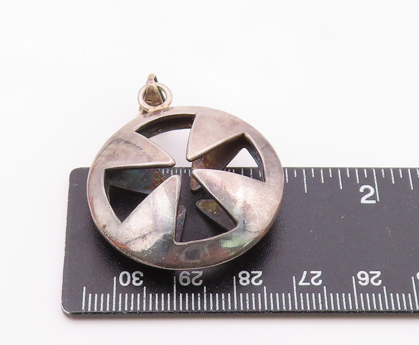 MEXICO 925 Sterling Silver Vintage 3D Cutout Cross Solid Pendant PT22301