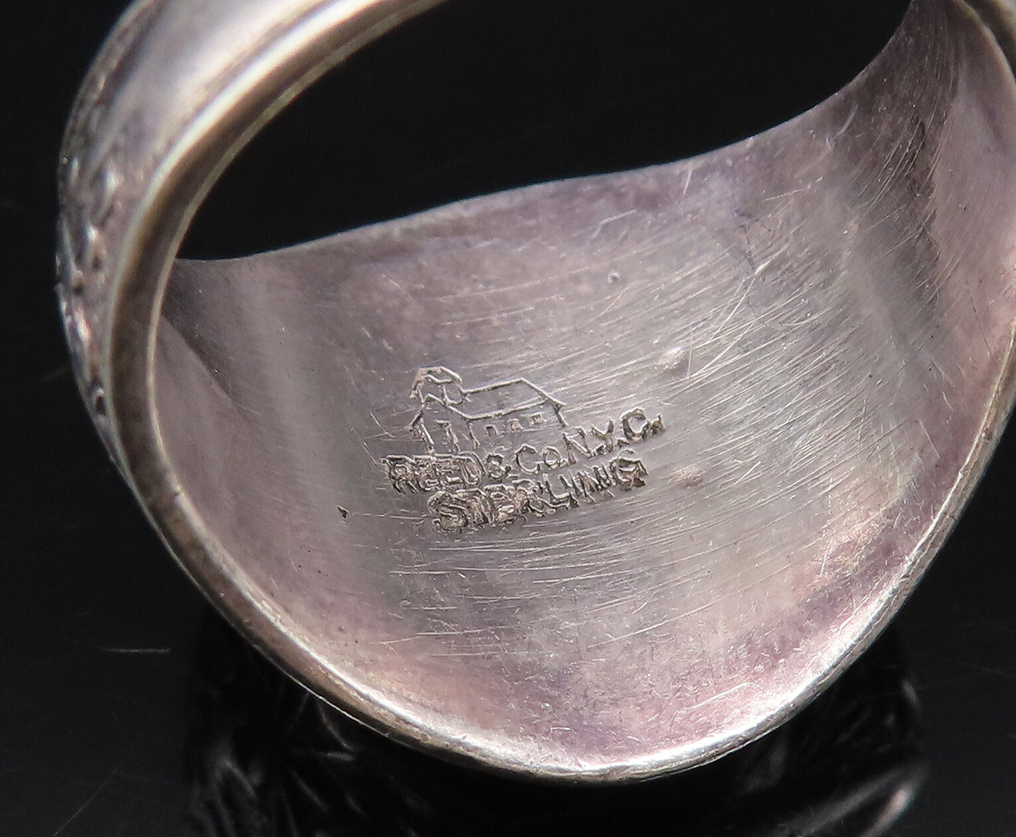 REED & CO. 925 Silver Vintage Antique Enamel Class Signet Ring Sz 6.5 RG26059