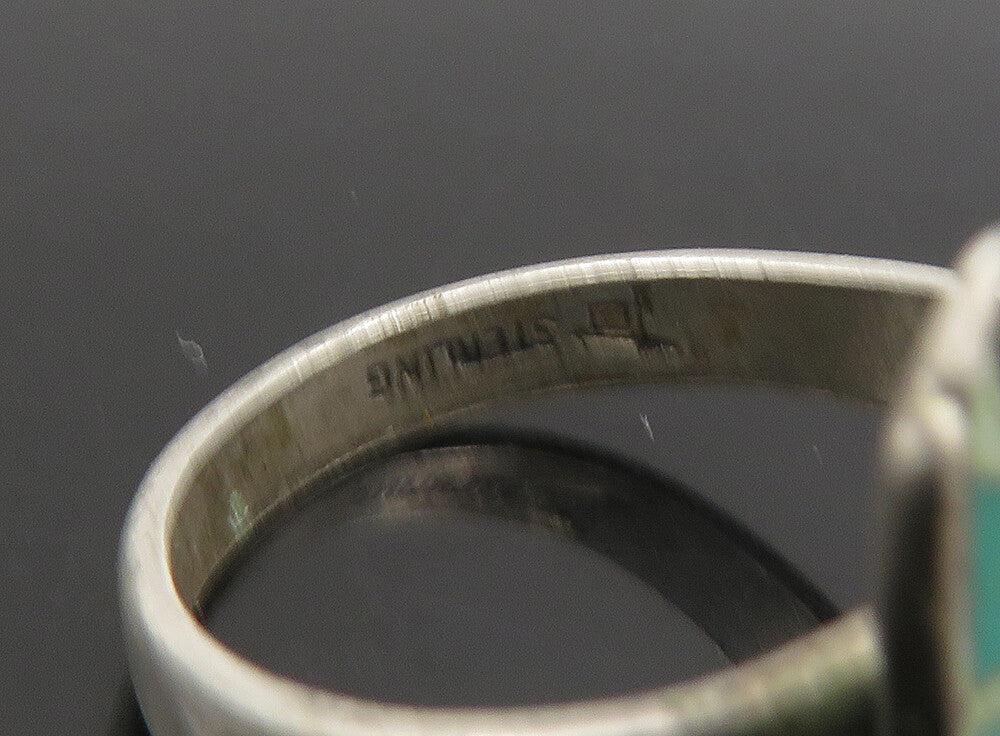 POST BELL 925 Silver Vintage Turquoise Butterfly Band Ring Sz 7 RG23663
