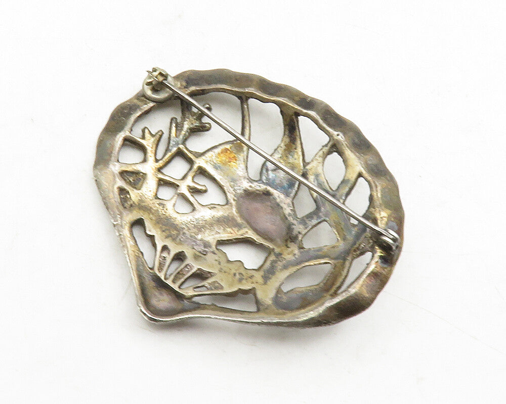 925 Sterling Silver Vintage Dark Tone Fish Under Water Brooch Pin BP4585