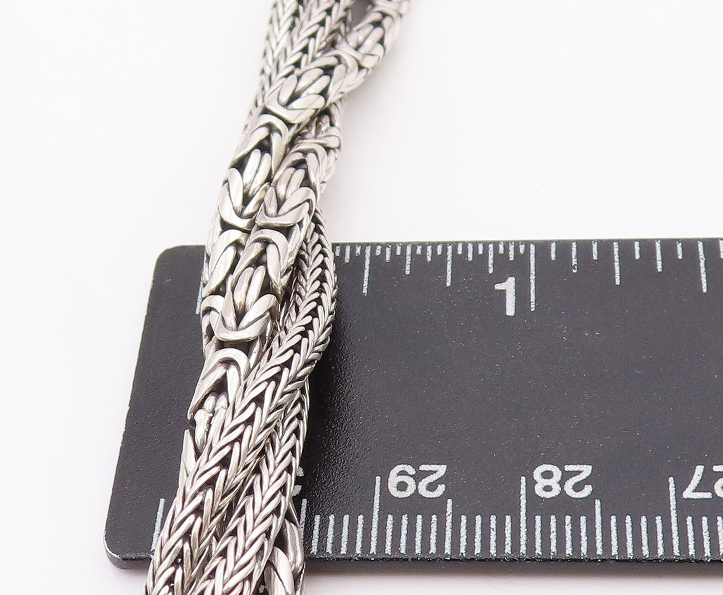 925 Sterling Silver Vintage Necklace BALI Dark Tone Designer Chains Twist NE4444