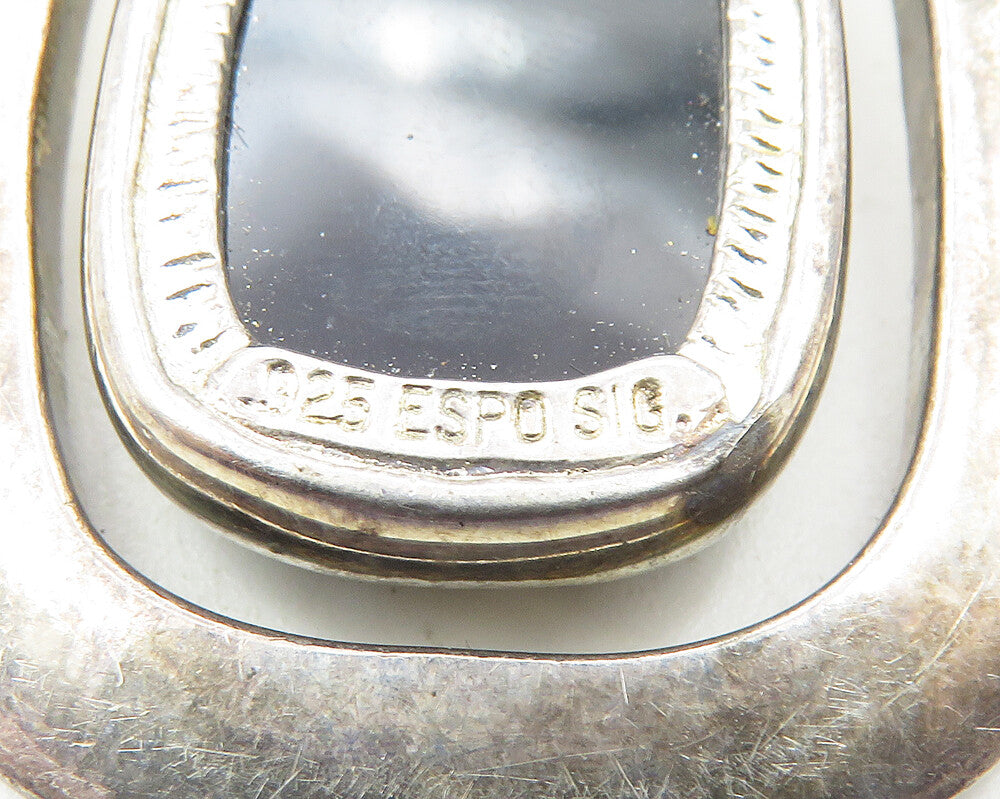 ESPO 925 Sterling Silver Vintage Faceted Black Hematite Drop Pendant PT8114