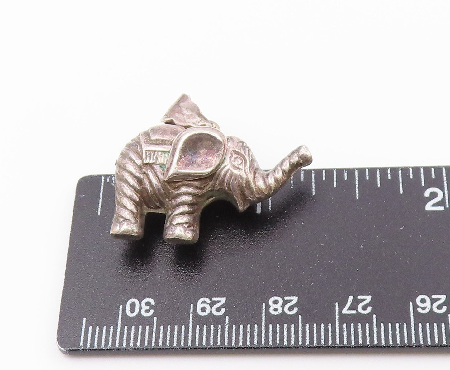 925 Sterling Silver Vintage Hollow Elephant Animal Motif Pendant PT19219