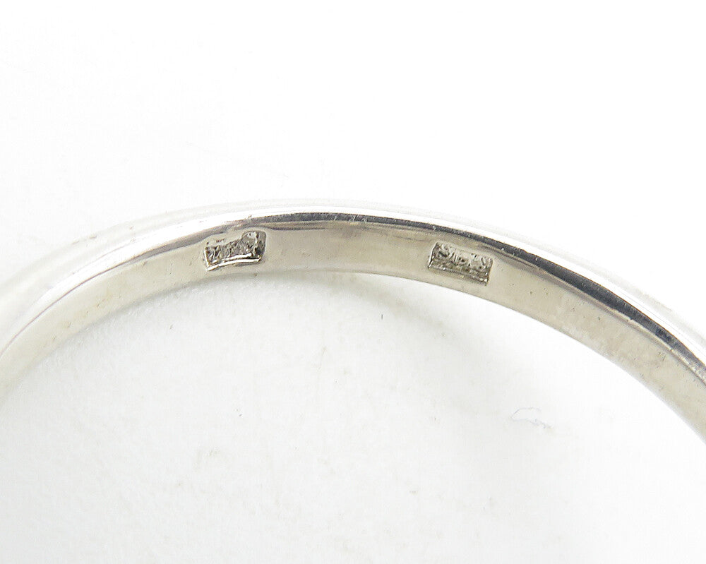 925 Sterling Silver Shiny Open Rose Flower Motif Band Ring Sz 8.5 RG11519