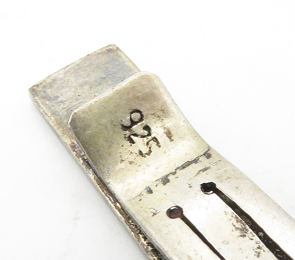 925 Sterling Silver Vintage Oxidized Traditional Detail Tie Clip TR2301