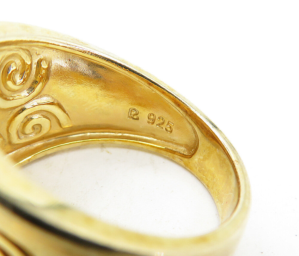 ROSS SIMON 925 Silver Gold Plated Spiral Concave Band Ring Sz 10 RG5800