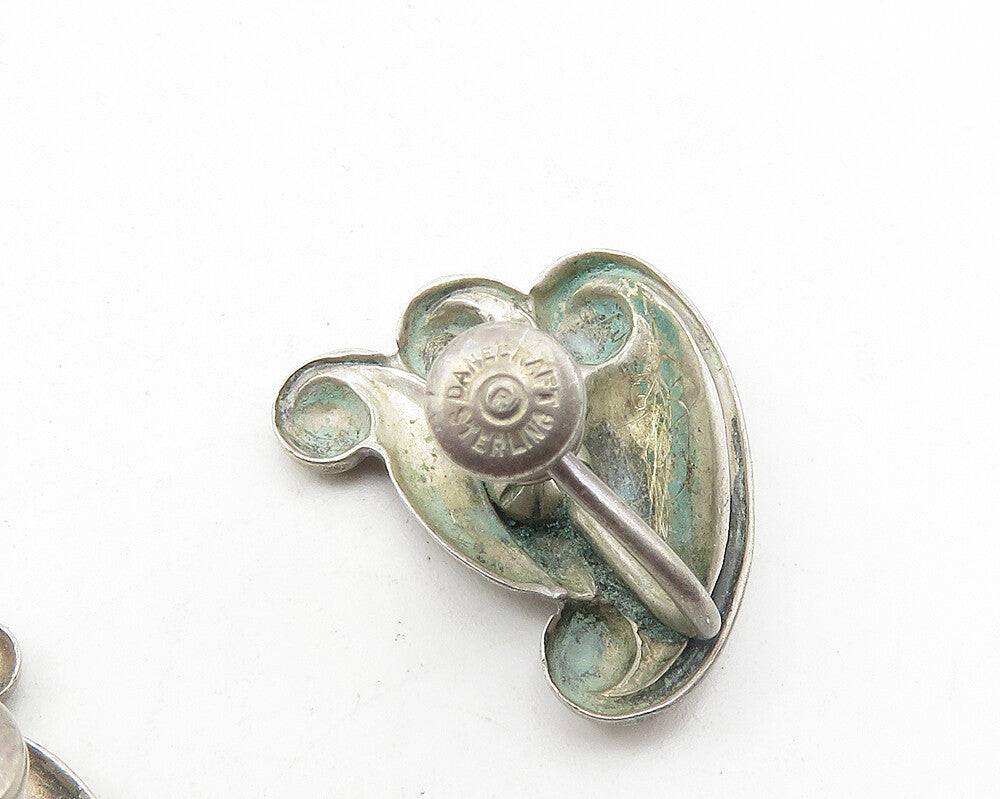 925 Sterling Silver Vintage Antique Swirl Design Non Pierce Earrings EG5799