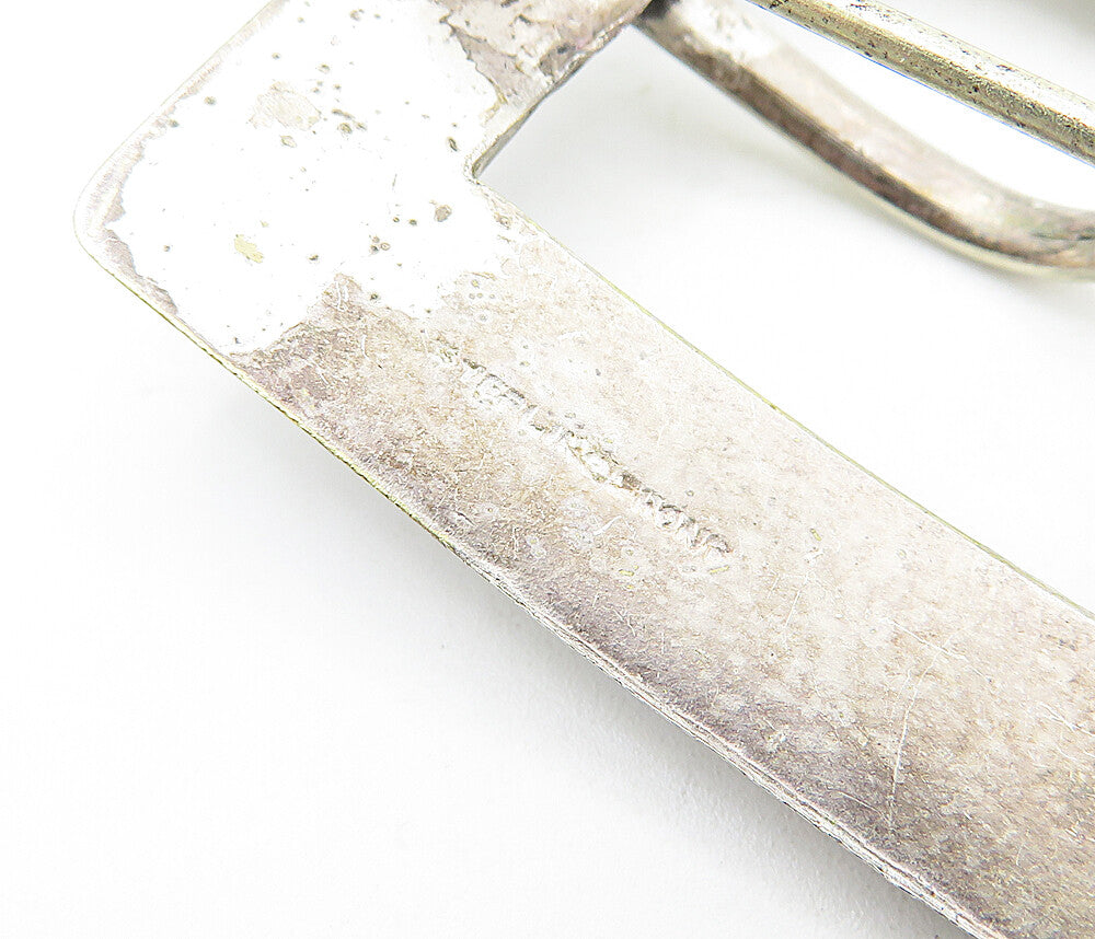 925 Sterling Silver Vintage Floral Leaf Vine Belt Buckle Brooch Pin BP2412