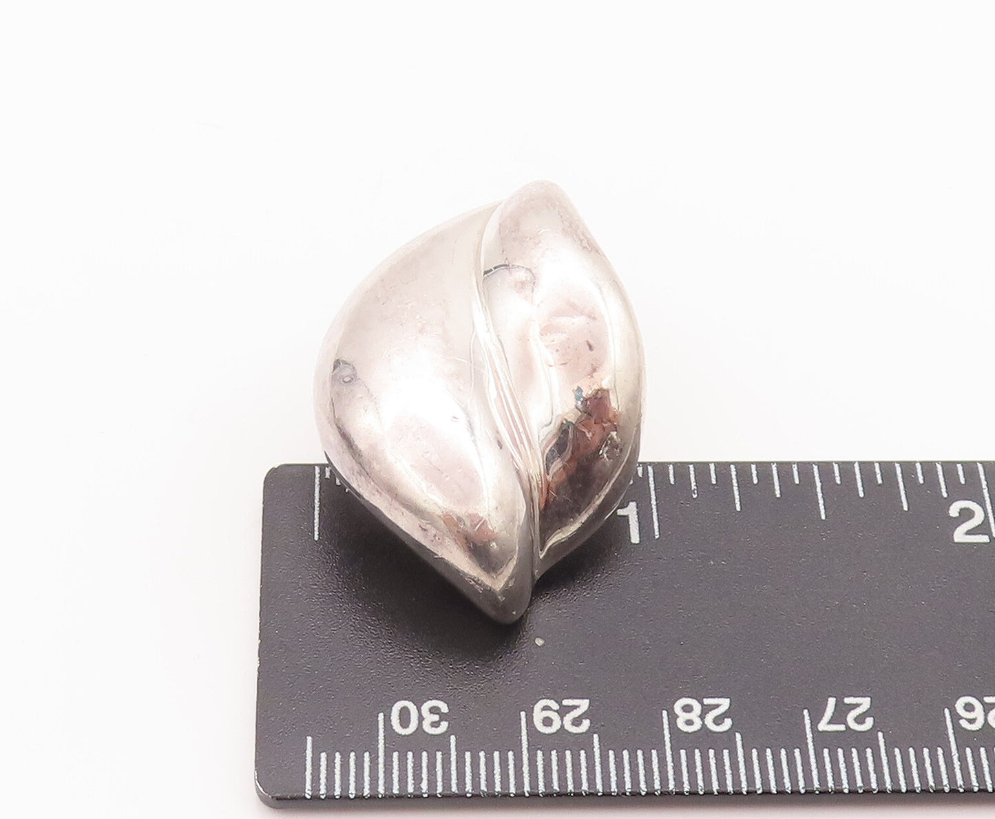 925 Sterling Silver Vintage Earrings Swirly Solid Carved Coffee Bean EG12857